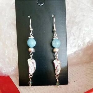 Blue Agate Flip Flop Earrings! Beach Lovers Danglers ~ Island Living